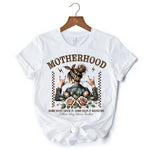 Motherhood Mama Rock T-Shirt, Retro White and Natural Tee for Strong and Rocking Mothers