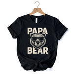 Papa Bear Sunglasses T-Shirt, Black Vintage Tee for Cool Dads