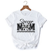 Soccer Mom Coquette Bow Retro T-Shirt, Stylish Game Day White Tee for Trendy and Proud Sports Mothers