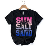 Sun Salt Sand Summer T-Shirt, Black Minimalist Beach Tee