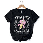 Teacher Social Club T-Shirt, White, Natural, and Black Tee for Stylish Educators