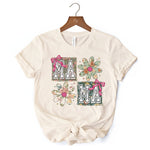 Floral Mama Coquette T-Shirt, White and Natural Boho Tee for Sweet and Stylish Moms