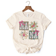 Floral Mama Coquette T-Shirt, White and Natural Boho Tee for Sweet and Stylish Moms