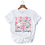 Funny Goose Bumps Floral T-Shirt, White, Natural and Black Sarcastic Goose Tee Gifts