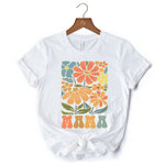 Boho Floral Mama T-Shirt, Natural and White Tee Large Flowers for Modern Moms