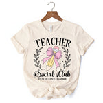 Teacher Social Club T-Shirt, White, Natural, and Black Tee for Stylish Educators