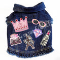 Load image into Gallery viewer, Ooh La La Princess Denim Dog Jacket for dogs