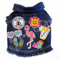 Load image into Gallery viewer, Bee Happy Denim Dog Jacket for dogs