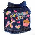 Load image into Gallery viewer, Birthday Girl Denim Dog Jacket for dogs