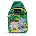 Load image into Gallery viewer, Rick and Morty Bag, Sling, Rick and Morty Get Schwifty Portal Pose Greens, Bounding, Vegan Leather