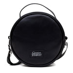 Game of Thrones Vegan Leather Round Crossbody Bag with Adjustable Straps, House of Stark Sigil Debossed and Filigree, Black
