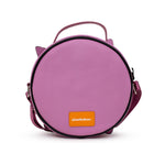 Nickelodeon Bag, Cross Body, Round, Invader Zim Piggy Close Up Applique with Embroidery, Pink, Vegan Leather