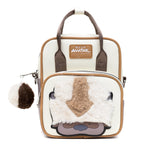 Nickelodeon Vegan Leather Cross Body Backpack for Men and Women with Adjustable Strap, Avatar Appa Furry Face and YIP! YIP! Text Debossed Tan