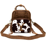 Paramount Network Bag, Cross Body, Yellowstone Dutton Ranch Cowboy Cowhide, Distressed Brown, Vegan Leather