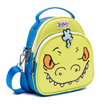 Nickelodeon Vegan Leather Cross Body Bag, Rugrats Reptar Character Close Up Applique with Rawr Text