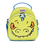 Nickelodeon Vegan Leather Cross Body Bag, Rugrats Reptar Character Close Up Applique with Rawr Text