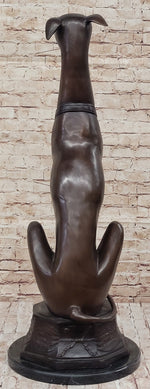 Life Size Bronze Greyhound Saluki Slender Dog Statue Sculpture by J. Moigniez