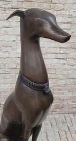 Life Size Bronze Greyhound Saluki Slender Dog Statue Sculpture by J. Moigniez