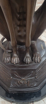 Life Size Bronze Greyhound Saluki Slender Dog Statue Sculpture by J. Moigniez