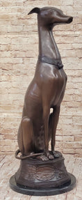 Load image into Gallery viewer, Life Size Bronze Greyhound Saluki Slender Dog Statue Sculpture by J. Moigniez