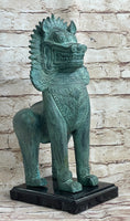 Load image into Gallery viewer, Chinese Foo Dog Guardian Lion Bronze Sculpture Statue Signed Handmade Art 13" x 6"