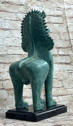 Chinese Foo Dog Guardian Lion Bronze Sculpture Statue Signed Handmade Art 13