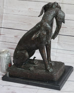 Hunting Dog Retriever w/ Rabbit in Mouth Bronze Statue Sculpture Figure 16