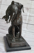 Load image into Gallery viewer, Hunting Dog Retriever w/ Rabbit in Mouth Bronze Statue Sculpture Figure 16" x 16"