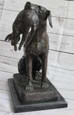 Hunting Dog Retriever w/ Rabbit in Mouth Bronze Statue Sculpture Figure 16