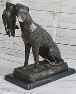 Hunting Dog Retriever w/ Rabbit in Mouth Bronze Statue Sculpture Figure 16