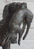 Load image into Gallery viewer, Hunting Dog Retriever w/ Rabbit in Mouth Bronze Statue Sculpture Figure 16" x 16"