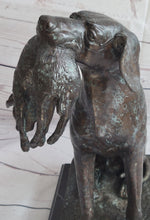 Hunting Dog Retriever w/ Rabbit in Mouth Bronze Statue Sculpture Figure 16