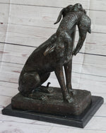 Hunting Dog Retriever w/ Rabbit in Mouth Bronze Statue Sculpture Figure 16