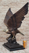 Load image into Gallery viewer, American Bald Eagle Perched on Rock - Bronze Metal Sculpture by J. Moigniez