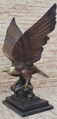 Load image into Gallery viewer, American Bald Eagle Perched on Rock - Bronze Metal Sculpture by J. Moigniez