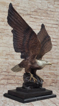 Load image into Gallery viewer, American Bald Eagle Perched on Rock - Bronze Metal Sculpture by J. Moigniez