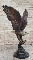 Load image into Gallery viewer, Signed Moigniez Eagle Catch Fish Bronze Sculpture Multi Color Patina Figurine 24" x 13"