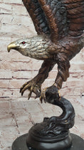 Load image into Gallery viewer, Signed Moigniez Eagle Catch Fish Bronze Sculpture Multi Color Patina Figurine 24" x 13"