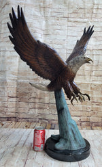 Swooping American Bald Eagle Real Bronze Sculpture Indoor Outdoor Statue 30