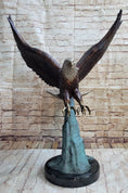 Load image into Gallery viewer, Swooping American Bald Eagle Real Bronze Sculpture Indoor Outdoor Statue 30" x 21"