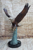 Load image into Gallery viewer, Swooping American Bald Eagle Real Bronze Sculpture Indoor Outdoor Statue 30" x 21"