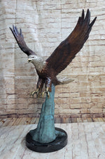 Swooping American Bald Eagle Real Bronze Sculpture Indoor Outdoor Statue 30