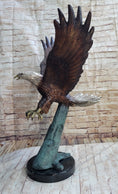 Load image into Gallery viewer, Swooping American Bald Eagle Real Bronze Sculpture Indoor Outdoor Statue 30" x 21"