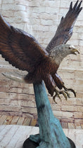 Load image into Gallery viewer, Swooping American Bald Eagle Real Bronze Sculpture Indoor Outdoor Statue 30" x 21"