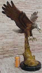 Multi Color Patina American Bald Eagle Bronze Sculpture Marble Base 32