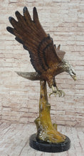 Load image into Gallery viewer, Multi Color Patina American Bald Eagle Bronze Sculpture Marble Base 32" x 26"