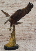 Multi Color Patina American Bald Eagle Bronze Sculpture Marble Base 32