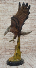 Load image into Gallery viewer, Multi Color Patina American Bald Eagle Bronze Sculpture Marble Base 32" x 26"