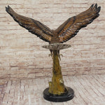 Multi Color Patina American Bald Eagle Bronze Sculpture Marble Base 32
