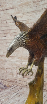 Multi Color Patina American Bald Eagle Bronze Sculpture Marble Base 32